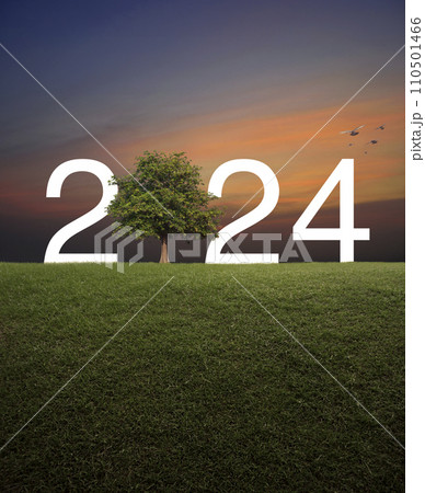 Happy new year 2024 ecological cover concept 110501466