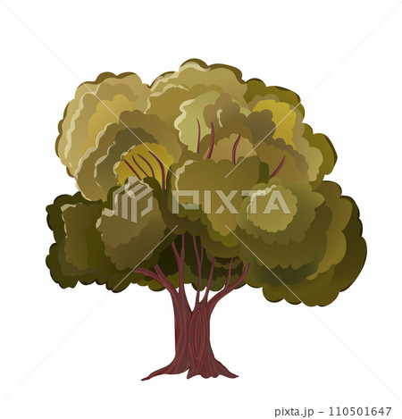 Realistic green tree. Isolated icon on white background. Spring tree for your design. Vector symbol sign. Plants, landscape design. Eco idea concept Realistic green tree. Isolated icon on white background. Spring tree for your design. Vector symbol sign. Plants, landscape design. Eco idea concept 110501647