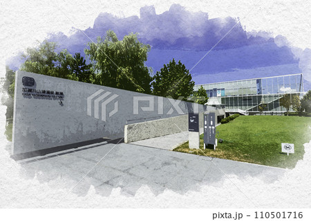 水彩画風　加賀片山津温泉　総湯　石川県加賀市 110501716