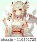 竜が擬人化した可愛い女の子と小竜 110501725