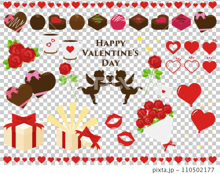 ポップでかわいいバレンタインデーの素材セット 110502177