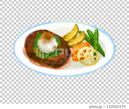 和風ハンバーグのイラスト　レストラン 110502575