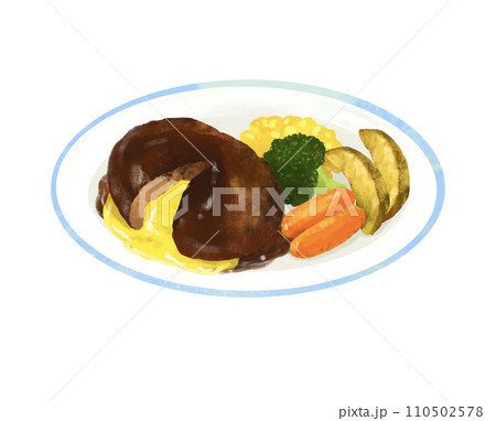 チーズハンバーグのイラスト　レストラン 110502578