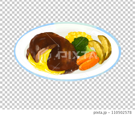 チーズハンバーグのイラスト　レストラン 110502578