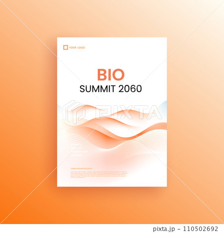 Brochure template layout, cover design annual report, magazine, flyer in A4 with blue wavy lines for business, education, advertisement. Vector illustration. 110502692