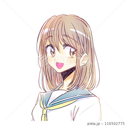 笑顔の女子学生　茶髪 110502775