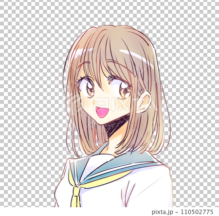 笑顔の女子学生　茶髪 110502775