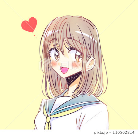笑顔の女子学生　恋愛　茶髪 110502814
