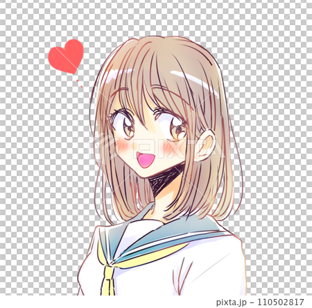 笑顔の女子学生　恋愛　茶髪 110502817