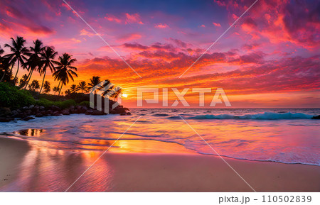 Serene sea sunset 110502839