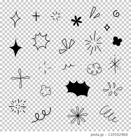 Sparkle doodle hand drawn for element and illustration. Black and white 110502968