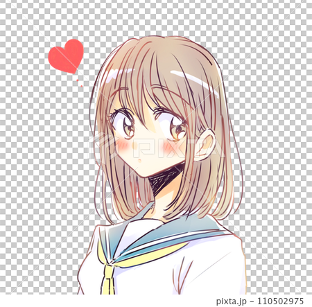 微笑的女學生喜歡棕色頭髮 微笑的女學生喜歡棕色頭髮 110502975