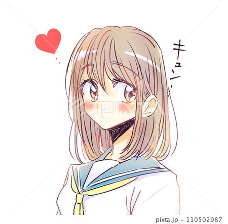 笑顔の女子学生　恋愛　茶髪 110502987
