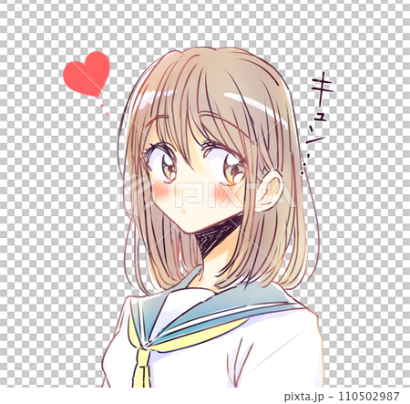笑顔の女子学生　恋愛　茶髪 110502987