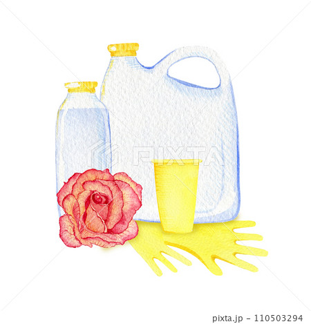 Epoxy resin painted watercolor with hobby accessories for design of cards, posters and websites 110503294