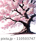 水彩で描いた満開の桜 110503747