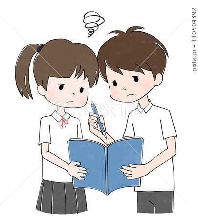 学生服（夏服）を着た男の子と女の子のイラスト 110504392