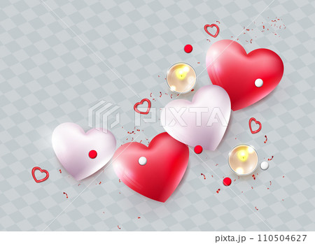 Valentine's Day, Isolated design element, wreath of hearts and tinsel 110504627