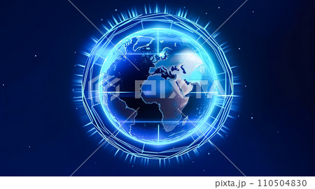 Glowing globe, Earth on a neon canvas Glowing globe, Earth on a neon canvas 110504830