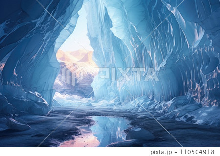 A cave with ice and wate 110504918