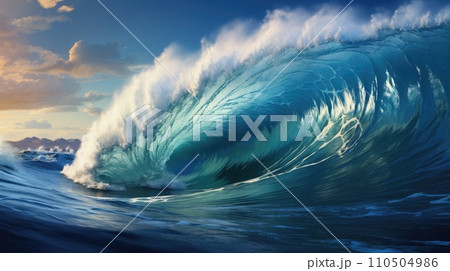 Sea wave for surfing on water surface 110504986