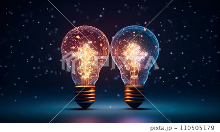 A neon light bulb on a vibrant background A neon light bulb on a vibrant background 110505179
