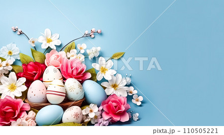 A basket adorned with Easter treasure 110505221