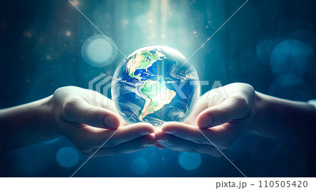 Power in our grasp, Man holds Earth Power in our grasp, Man holds Earth 110505420