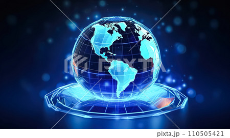Glowing globe, Earth on a neon canvas Glowing globe, Earth on a neon canvas 110505421