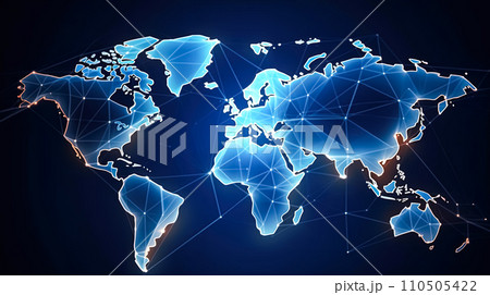 World map illuminated a dynamic illustration 110505422
