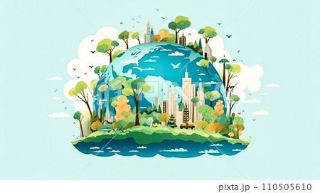 Verdant planet, Earth adorned with green grass and trees Verdant planet, Earth adorned with green grass and trees 110505610