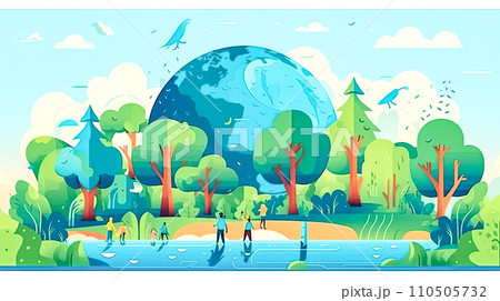 United for Earth, Diverse people against greenery United for Earth, Diverse people against greenery 110505732