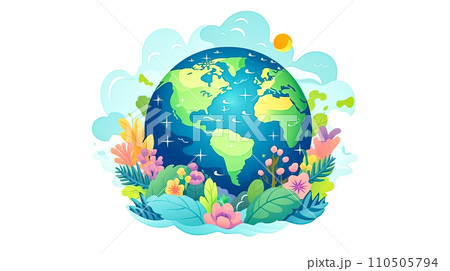 Earth Day joy, Our planet draped in green 110505794