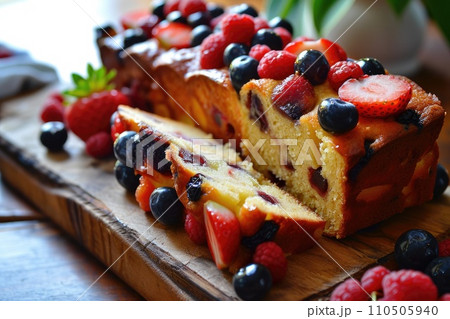 Freshly baked fruit cake with fresh fruit 110505940