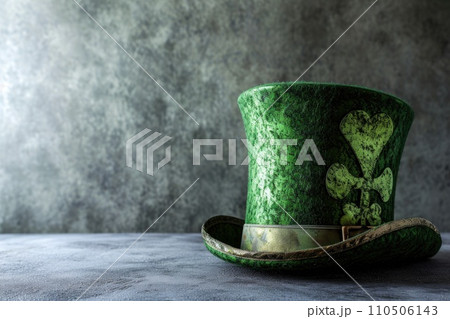 St patricks day green leprechaun hat with clover 110506143