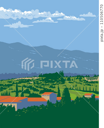 Medici Town in Cerreto Guidi in Florence Tuscany Italy WPA Poster Art 110506770