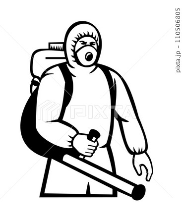 Fumigator Fumigating Mascot Retro Black and White 110506805