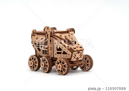 Isolation of assembled from a wooden constructor car. Eco constructor. Concept 110507089
