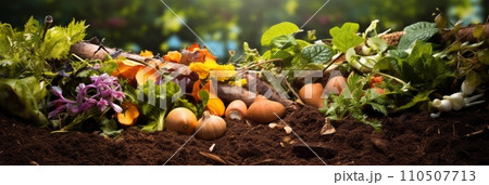 Backyard compost pile at home, organic...のイラスト素材 [110507713] - PIXTA