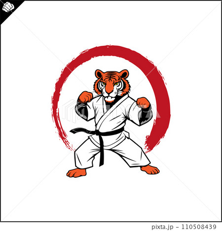 Tiger karate logo cartoon. Fight club logotype. Tiger karate logo cartoon. Fight club logotype. 110508439