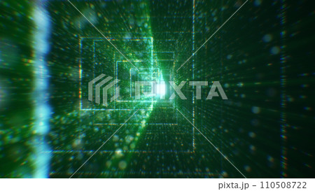 3D rendering of an abstract digital tunnel in cyberspace made of particles 110508722