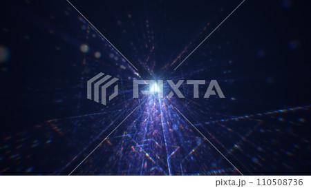 3D rendering of an abstract digital tunnel in cyberspace made of particles 110508736