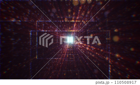 3D rendering of an abstract digital tunnel in cyberspace made of particles 3D rendering of an abstract digital tunnel in cyberspace made of particles 110508917