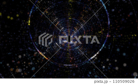 3D rendering of an abstract digital tunnel in cyberspace made of particles 110509026