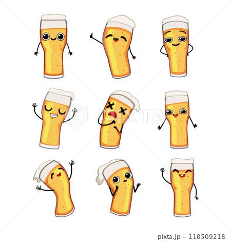 beer mug character set cartoon vector illustration beer mug character set cartoon vector illustration 110509218
