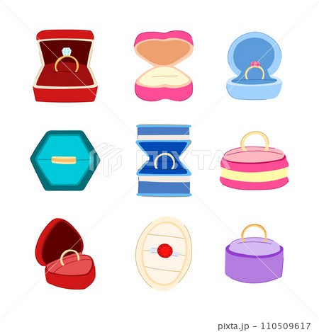 proposal ring box set cartoon vector illustration 110509617