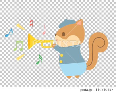 松鼠吹喇叭的插圖（有音符的版本） 110510137