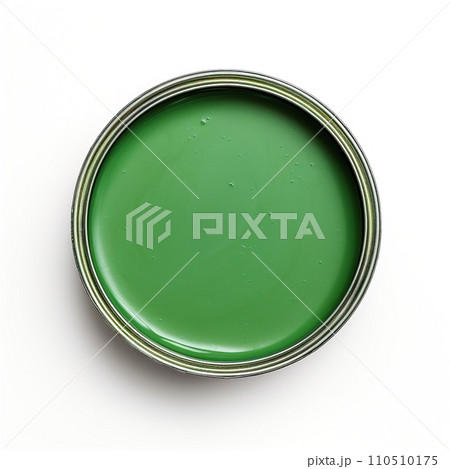Green paint can isolated on white background. Top view. Flat lay. Green paint can isolated on white background. Top view. Flat lay. 110510175