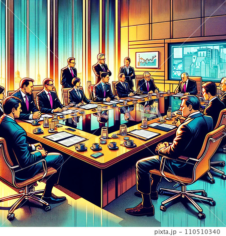 会社の重役会議の様子のイラスト素材 [110510340] - PIXTA
