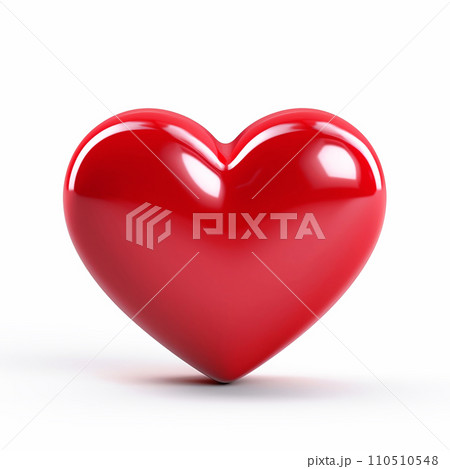 AI-generated content. 3d red heart isolated on white background. Happy Valentine's day. 110510548